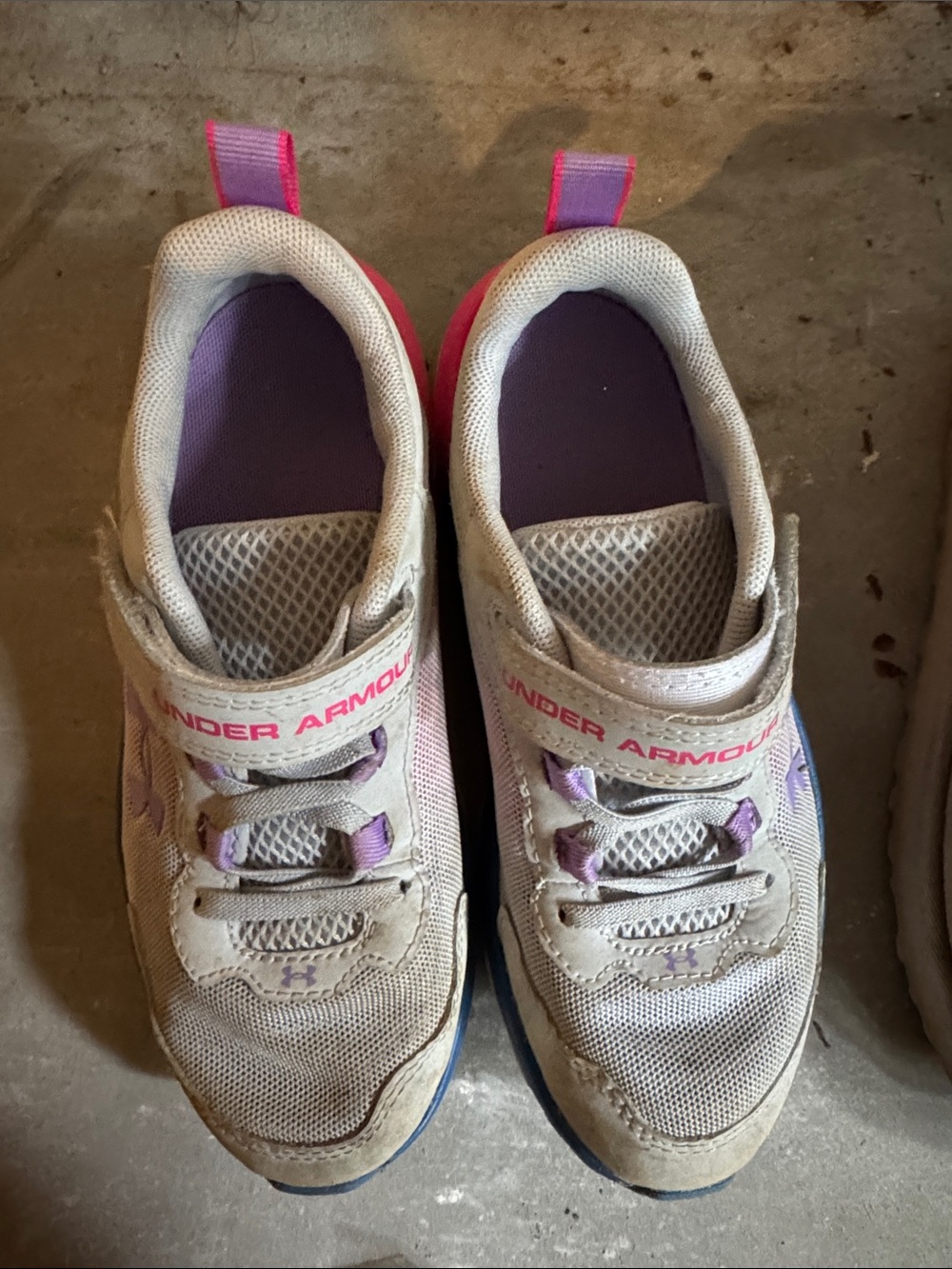 Under Armour Kids Gray, Pink and Purple Hook-and-Loop Sneakers